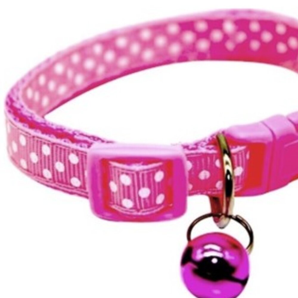 NEW Lot of 2x Polka-Dot Adjustable Pet Collars w/ Bell - Multiple Colors Avail! - Picture 6 of 10